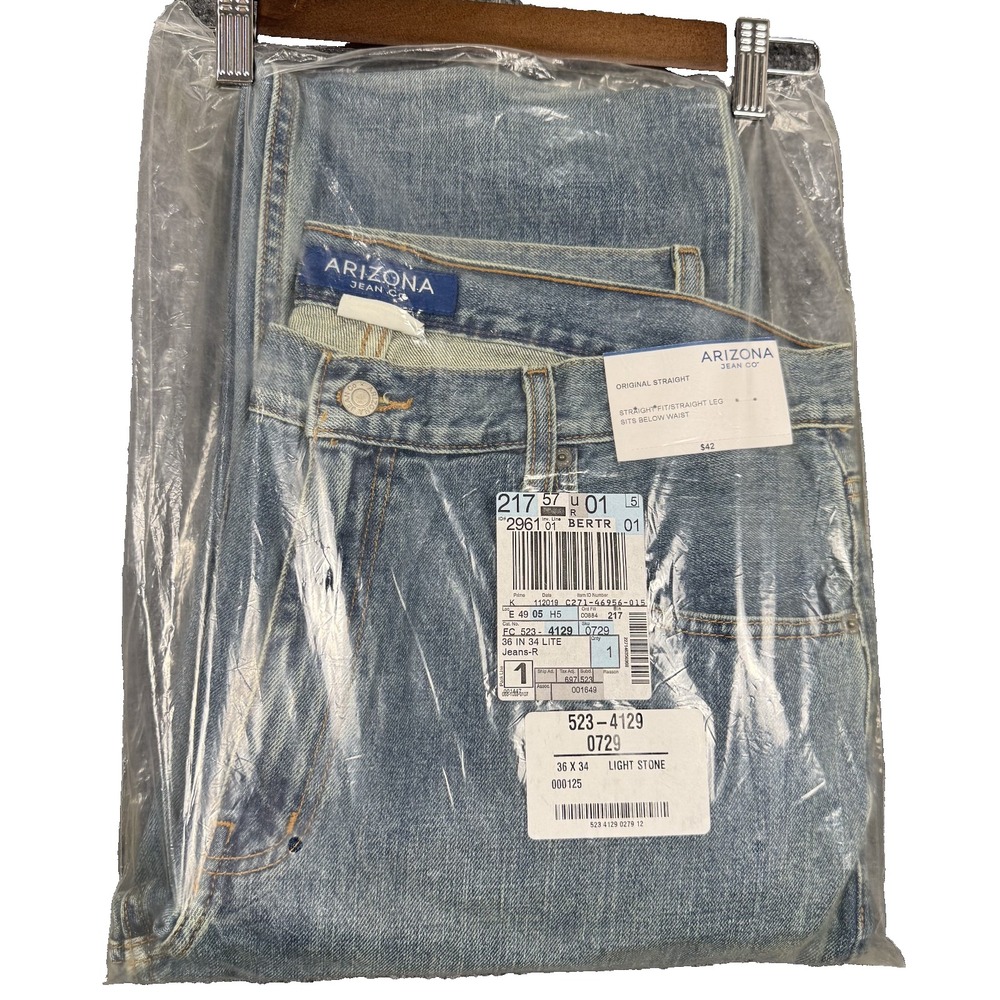 Arizona Jean Co NWT Mens 36x34 Original Straight Leg Stone Wash Blue Jeans